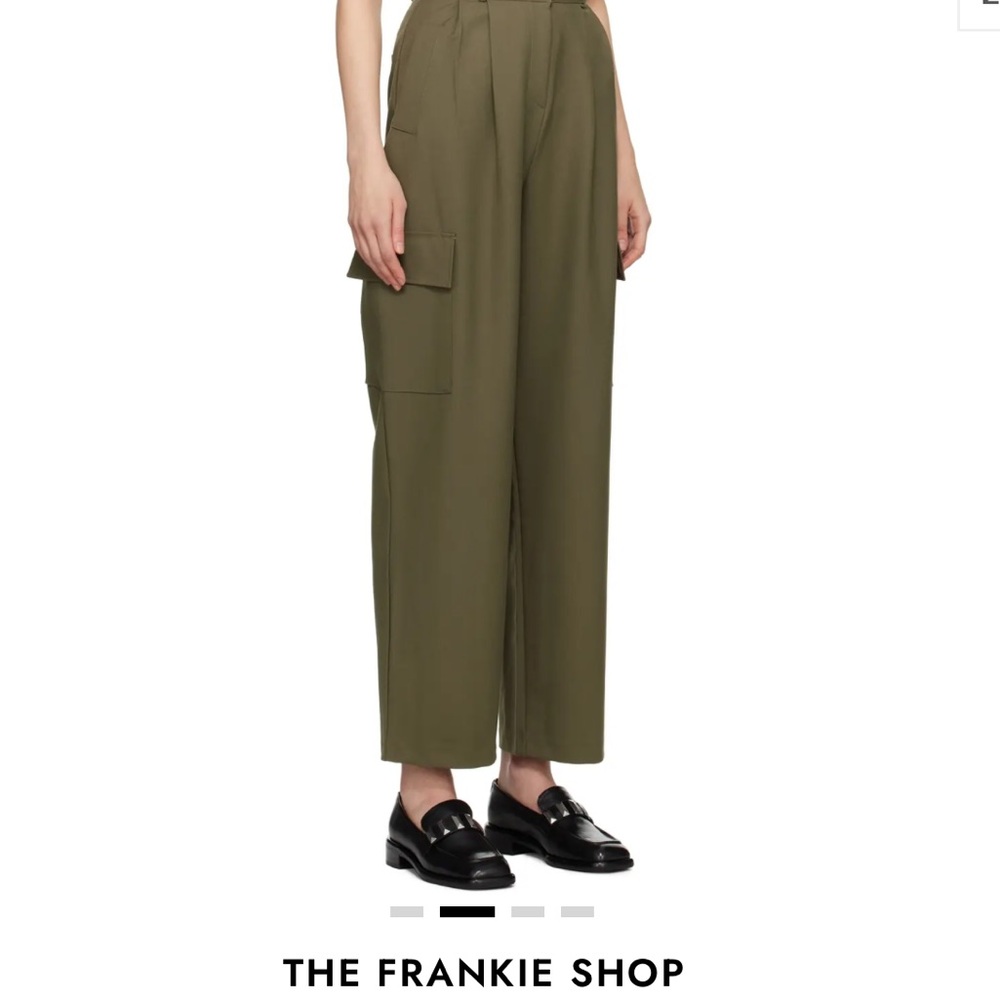 The Frankie Shop Maesa Olive Pleated Hi- Rise Cargo Trousers, Small - Picture 4 of 13